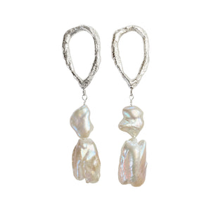 Double pearls drop earrings