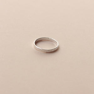 Flat hammered silver ring