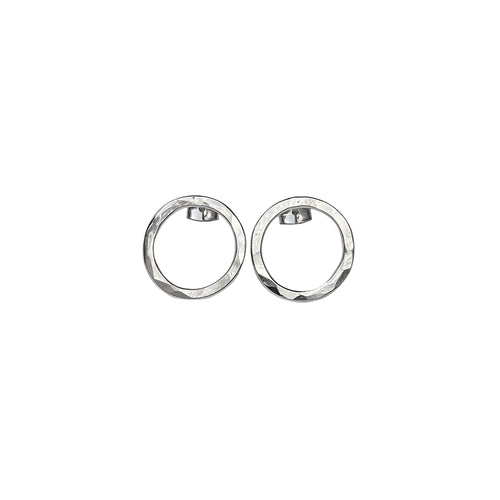 Hammered circle ear studs