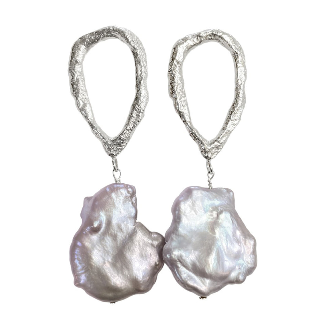 Lavender pearl drop earrings