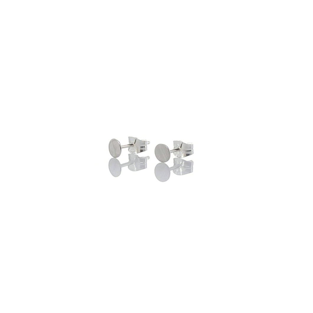 Round tiny ear studs, matte silver