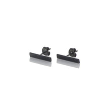 Load image into Gallery viewer, Silver bar ear studs, dark oxidized