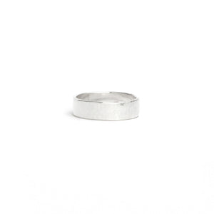 Medium wide hammered silver ring