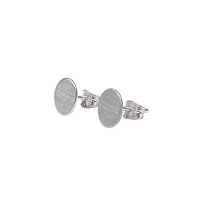 Round small ear studs, matte silver